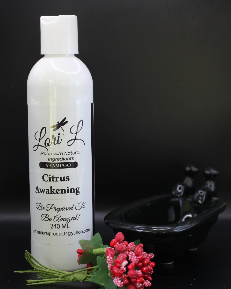 Discover Citrus Awakening at Lori L. This shampoo removes build-up, leaving hair clean and healthy and is ideal for those seeking natural, effective haircare.  Elevate your routine with pure citrus and experience a truly clean scalp.