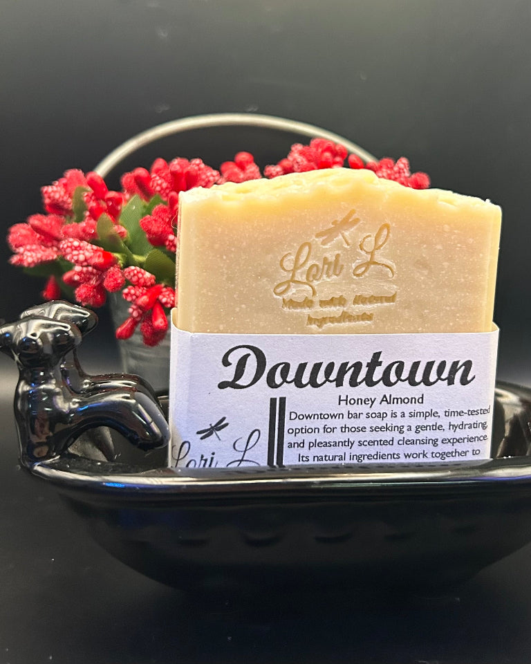 Experience the benefits of Downtown Bar Soap from Lori L. Natural Products for a healthier skincare option.
