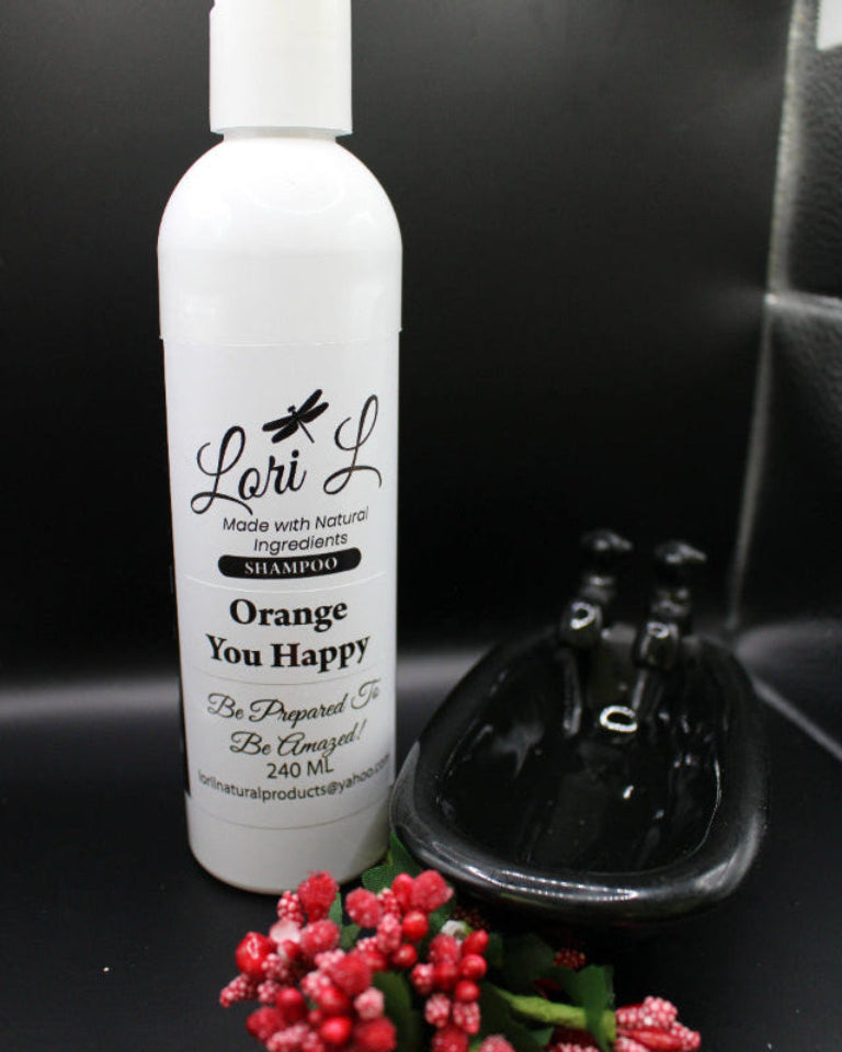 Introducing "Orange You Happy" Shampoo.  The perfect blend of nature's best for your hair and skin. 