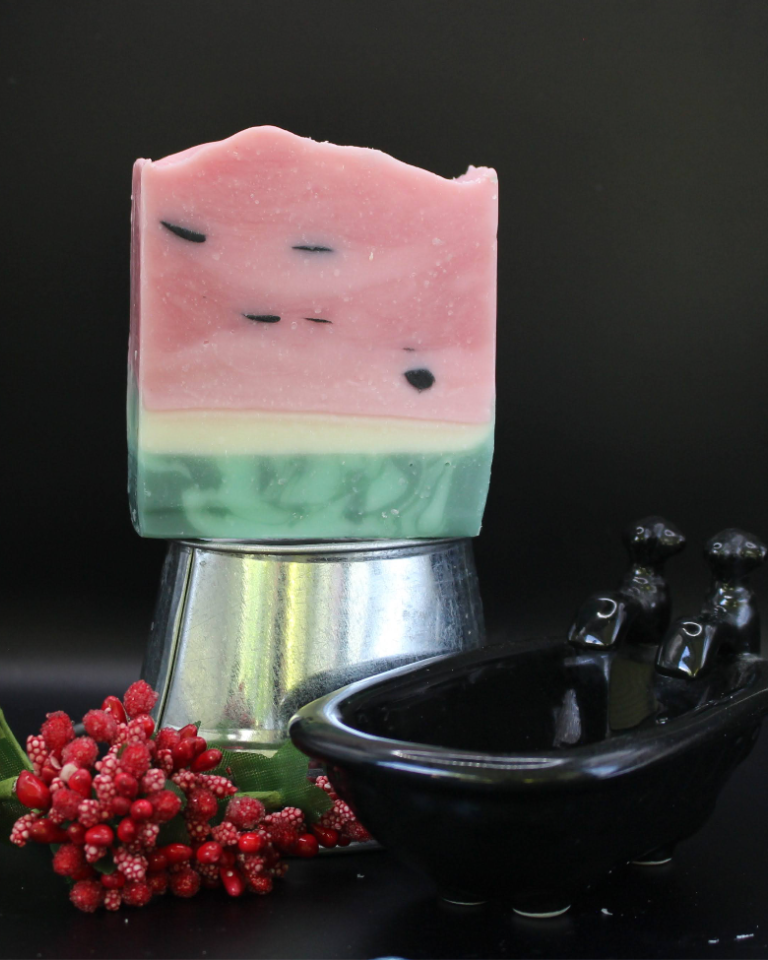 More than just a cleansing bar, Lori L's Watermelon Soap with Charcoal and Kaolin Clay is an invitation to elevate your daily routine into a moment of natural luxury and effective skincare.